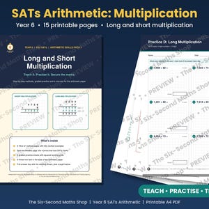 Revisão de Aritmética para o SATs do 6º Ano | Multiplicação Longa e Curta | Métodos Resolvidos, Prática e Mini Teste | PDF para o Ensino Fundamental II