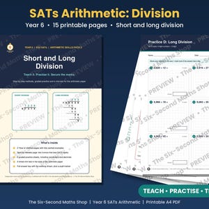 Year 6 SATs Arithmetic Revision | Short and Long Division | Bus Stop Method, Practice and Mini Test | KS2 PDF
