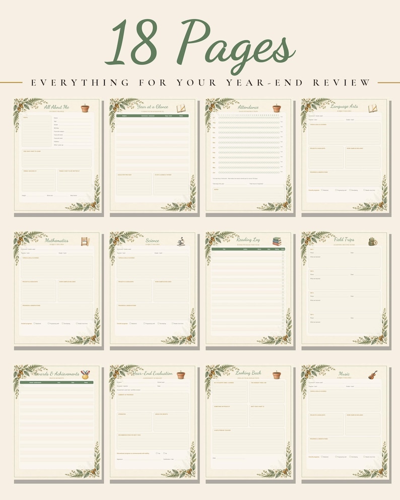 Homeschool Portfolio Template, Fillable PDF Homeschool Records ...