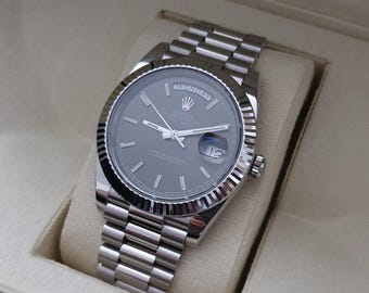 Rolex Day-Date 40: 228239, Grey Dial, Day & Date Display, Fluted Bezel