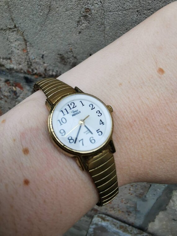 Vintage Gold Colour Round Dial Timex Indiglo Dainty Ladies - Etsy