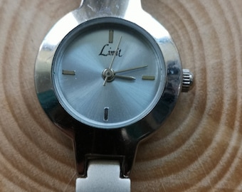 Silver colour vintage Limit watch, brushed matt stainless steel, silver colour strap, 1990's era