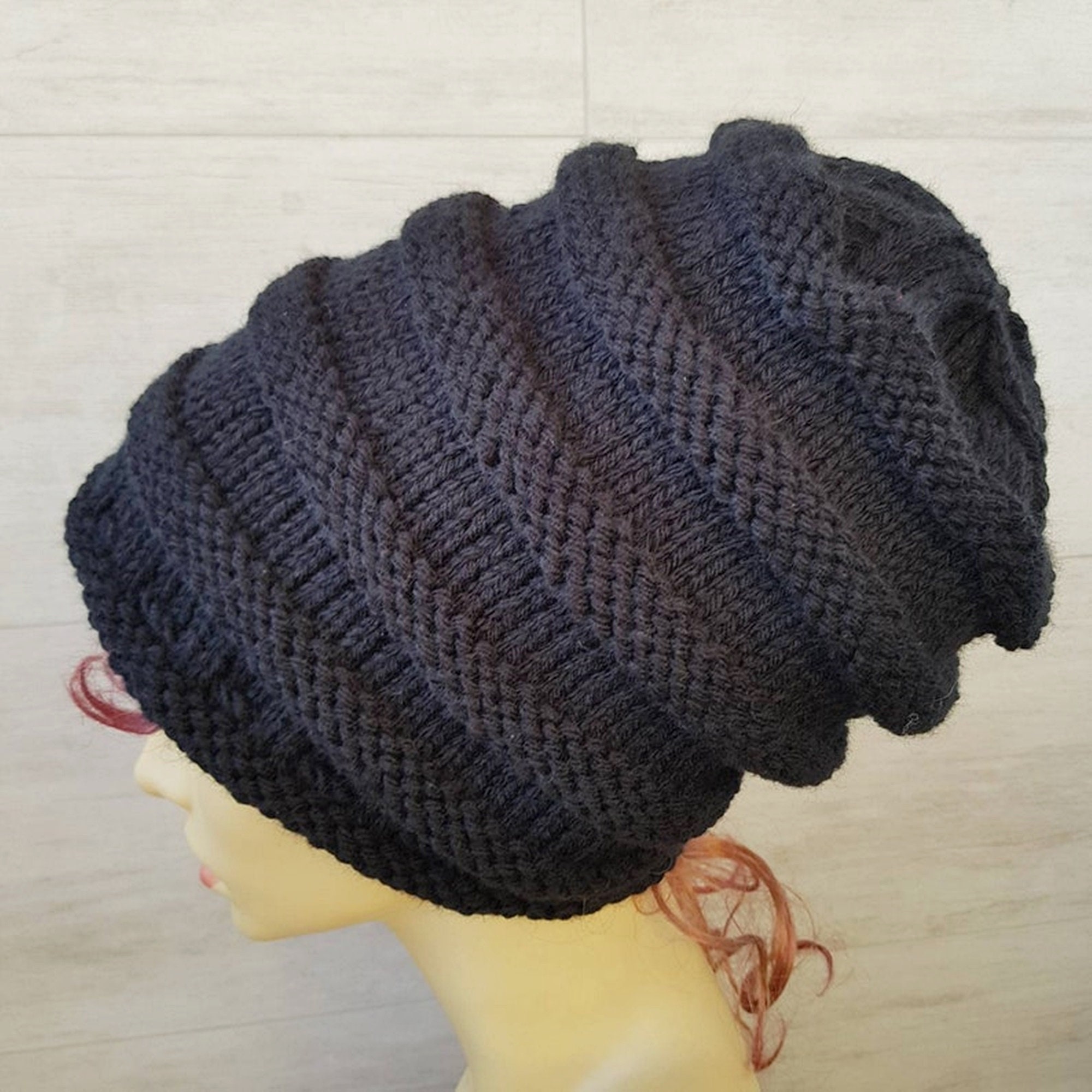 Best Hat for Dreadlocks, Slouchy Beanie for Large Head, Extra Long, with Drawstring, Winter Accessories Hand Knitted Unisex
