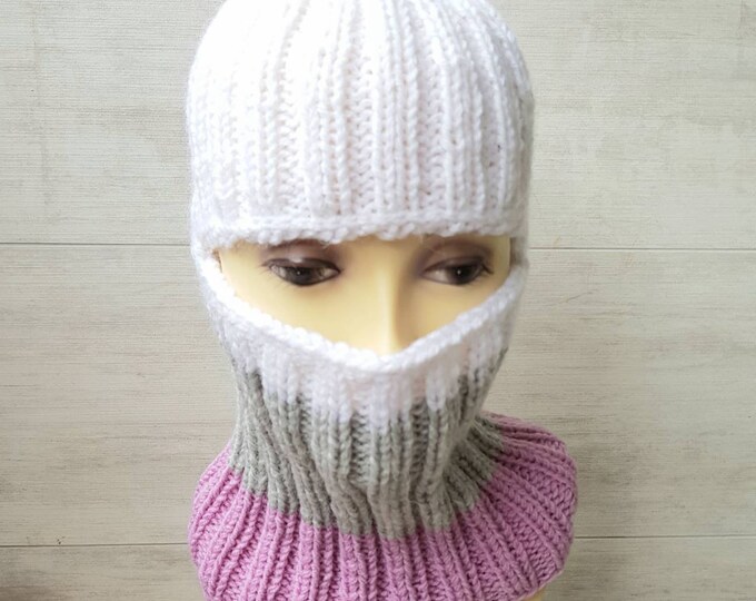 Merino Rib Balaclava - Oat Melange