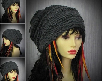 man dreads beanie, hand knitted slouchy hat, unisex dreadlocks accessories, size large to extra large