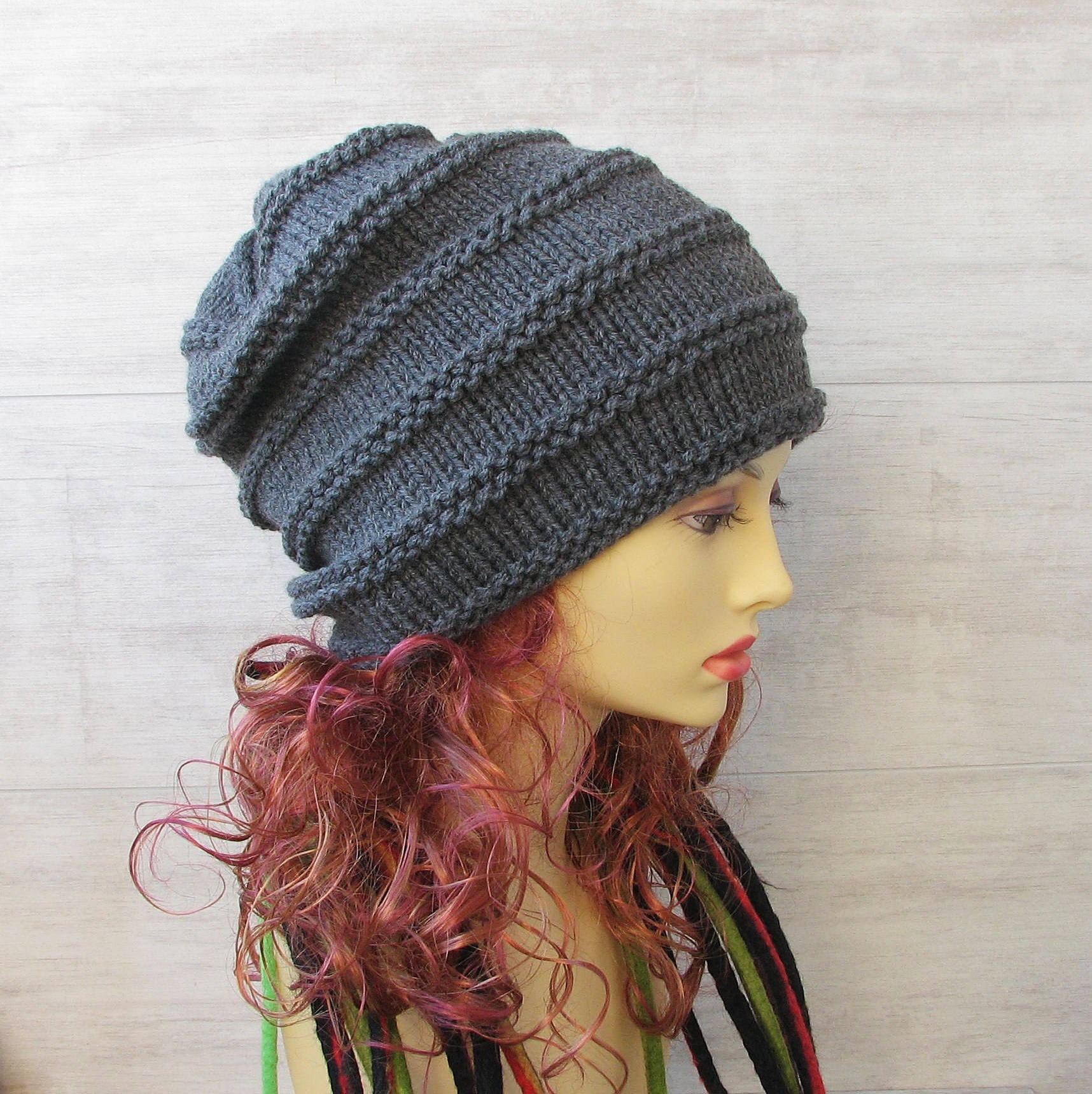 Slouchy Beanie Baggy Vegan Knitted 
