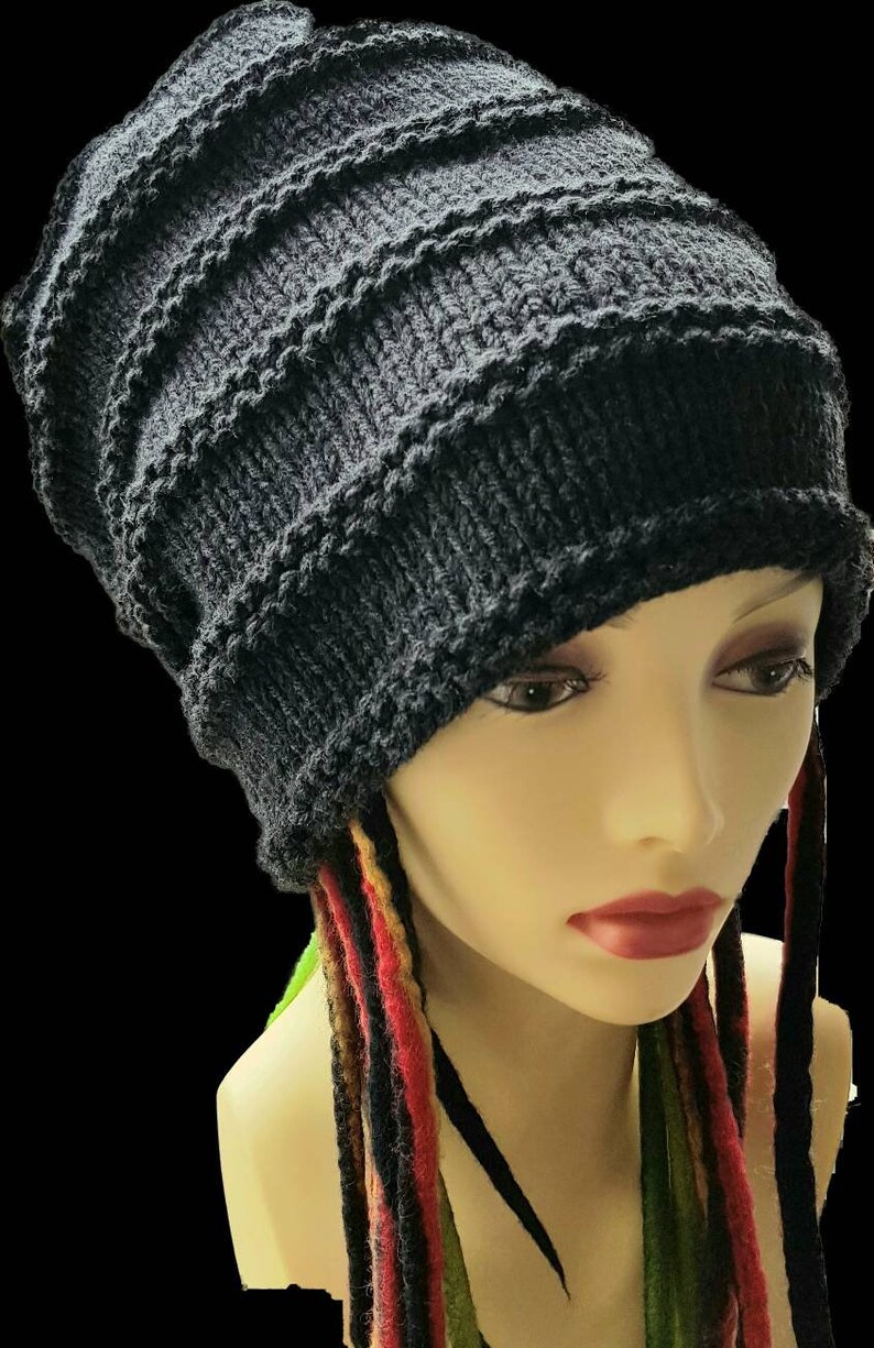 Stocking hat hand by knit for large head graphite charcoal Etsy