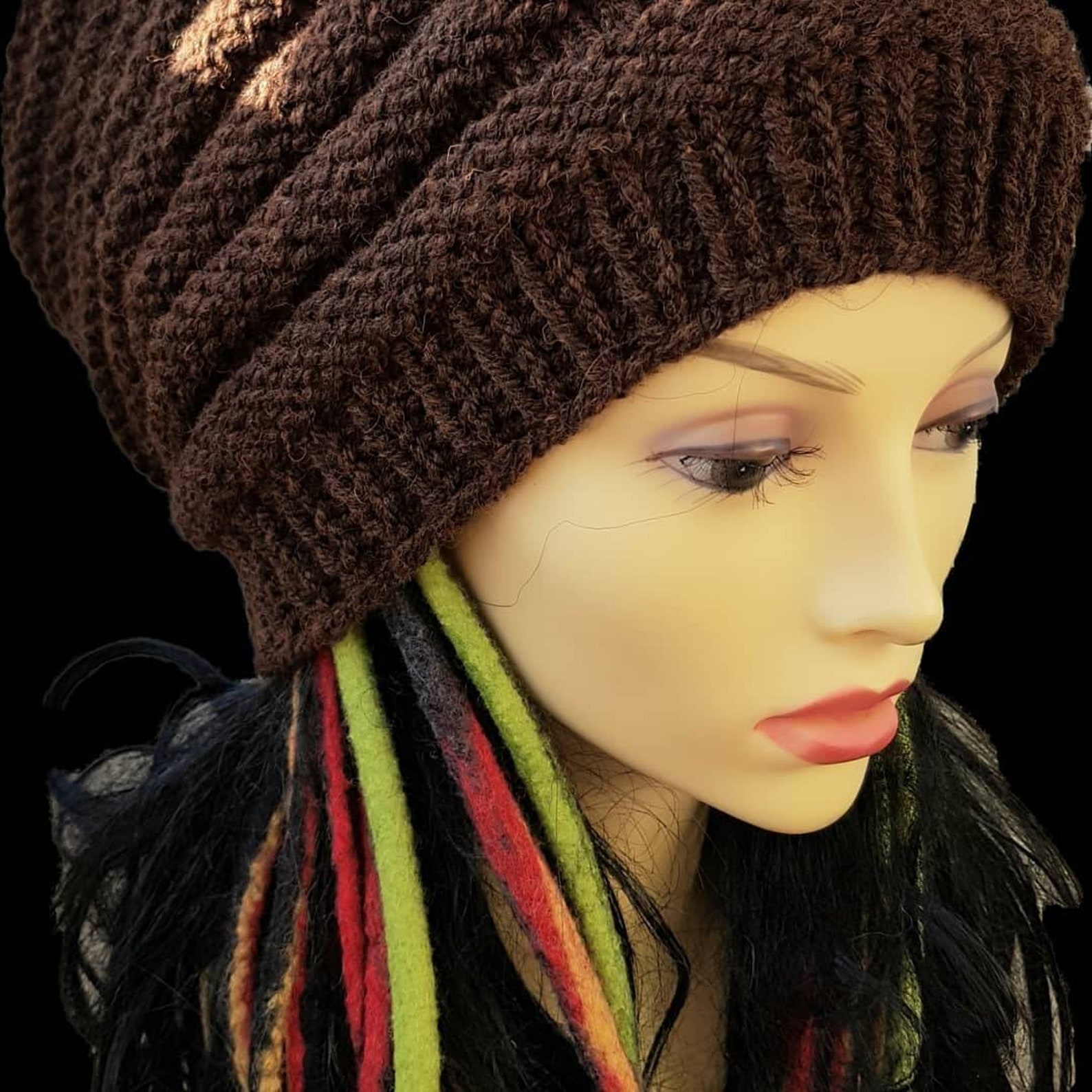 Man dreads beanie hand knitted slouchy hat unisex dreads | Etsy