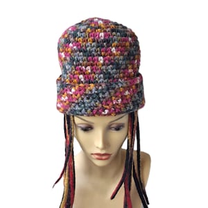 chunky colorful crochet wool blend hat – unisex fall and winter beanie for locs