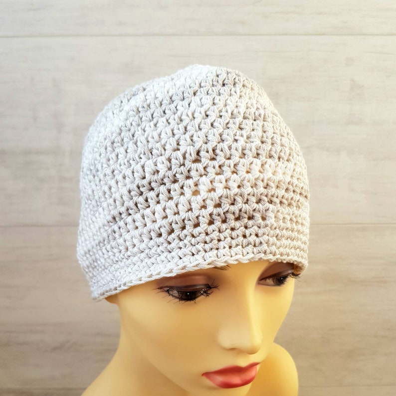 men/'s cotton skullcap summer beanie simply beige grey crochet