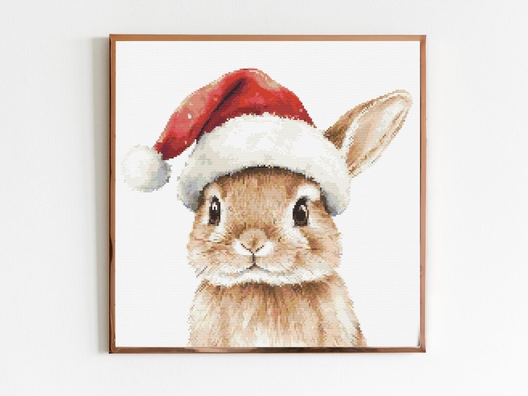 Christmas Bunny Rabbit Cross Stitch Sewing Embroidery Pattern Woodland ...