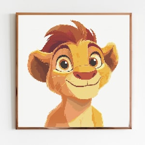 Löwenjunges Kreuzstichmuster Nähen Stickerei DMC Wildtiere Afrika Tier Safari Dschungel Kinderzimmer Kunst Kunstwerk Minimal Tiger Anime