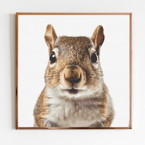 Grey Squirrel Cross Stitch Sewing Embroidery Pattern Wildlife Gift Cute Nursery Artwork Art Bohemian Scandi Minimalist Animal Wild Rabbit