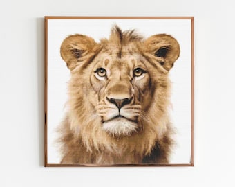 Lion Cross Stitch Pattern Sewing Embroidery DMC Wildlife Africa Animal Safari Jungle Nursery Art Artwork Scandi Minimal Lion King Simba Cute