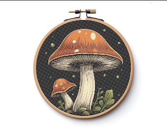 Fly Argaric Mushroom Cross Stitch Pattern - Sewing Modern Embroidery Instant Download - Dark X-Stitch Cottagecore Witchy Witchcraft Gothic