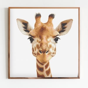 Giraf kruissteek naaien borduurpatroon dieren in het wild Afrika cadeau schattig kinderkamer kunstwerk kunst Boho scandi minimalistische dierensafari