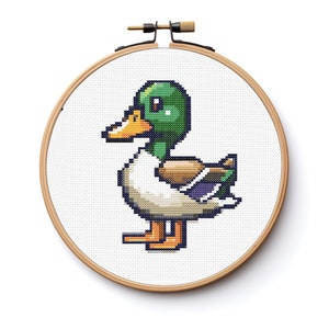 Schattige eend kruissteek naaien borduurpatroon Instant DMC downloaden Vogel boerenerf bos Eenvoudige schattige beginner Gemakkelijk oefenen met wilde eend