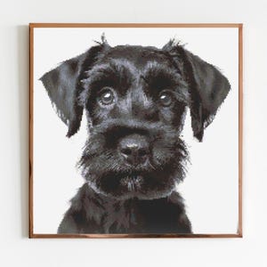 Black Schnauzer Dog Cross Stitch Pattern Sewing Embroidery DMC Wildlife Africa Animal Nursery Artwork Scandi Doggo Minimal Dog Pet Gift
