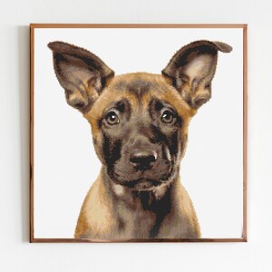 Belgian Malinois Puppy Cross Stitch Pattern Sewing Embroidery Wildlife Animal Nursery Artwork Scandi Doggo Dog Pet German Shepherd
