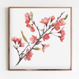 Blumenstrauß Rosa Blüte Kreuzstich Nähen Moderne Stickerei Muster DMC Download Blumenstrauß Anfänger
