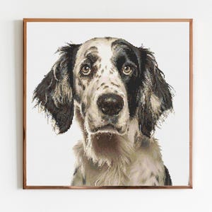 English Setter Dog Cross Stitch Pattern Sewing Embroidery DMC Wildlife Africa Australia Nursery Artwork Scandi Doggo Minimal Dog Pet Gift