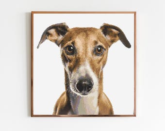 Greyhound Dog Cross Stitch Pattern Sewing Embroidery DMC Wildlife Africa Animal Nursery Artwork Scandi Doggo Minimal Dog Pet Gift