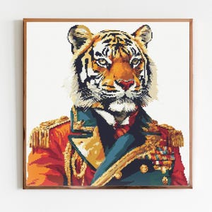 Tiger Cross Stitch Pattern Sewing Embroidery DMC Animal Artwork Gift Military Portrait Pattern Keeper Shere Khan Zoo Safari Jungle Book