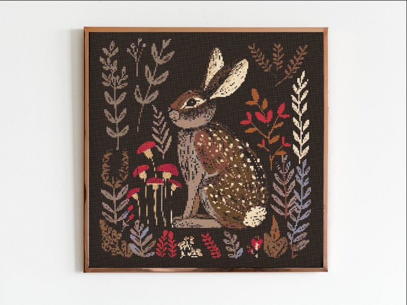 Folklore Style Rabbit Cross Stitch Pattern Sewing Modern Embroidery ...