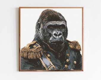 Gorilla Cross Stitch Pattern Sewing Embroidery DMC Animal Artwork