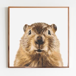 Beaver Cross Stitch Sewing Embroidery Pattern Instant DMC Download Cute Wombats Animal Watercolour Australia