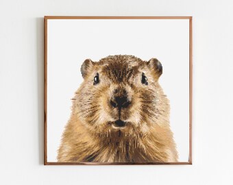 Beaver Cross Stitch Sewing Embroidery Pattern Instant DMC Download Cute Wombats Animal Watercolour Australia