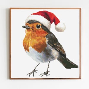 Christmas Robin A Cross Stitch Sewing Embroidery Pattern Instant DMC Bird Farmyard Woodland Garden Birds Red Christmas Cardinal Nursery Gift