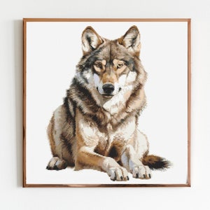Sitting Wolf Cross Stitch Sewing Embroidery Pattern Wildlife Wildlife Gift Cute Nursery Artwork Art Bohemian Scandi Minimalist Animal Wild