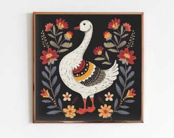 Folklore Goose Cross Stitch Pattern Sewing Modern Embroidery Dark Cottagecore X-Stitch Witchy Woodland Witchcraft Gothic Folklore