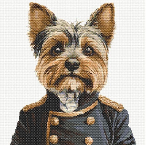 ヨークシャーテリア犬クロスステッチパターン縫製刺繍DMC動物アート