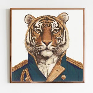 Tiger Cross Stitch Pattern Sewing Embroidery DMC Animal Artwork Gift Military Portrait Pattern Keeper Shere Khan Zoo Safari Jungle Book
