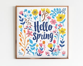 Hello Spring Cross Stitch Sewing Modern Embroidery Pattern DMC Artwork Art Needlework Embroidery Cottagecore Botanical Floral Flower