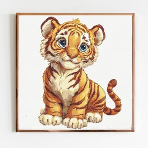 Tiger Cub niedlich Kreuzstich Nähen Moderne Stickerei Muster DMC Download Lustig Snarky Süßes Kätzchen Ying Yang Hund Welpe