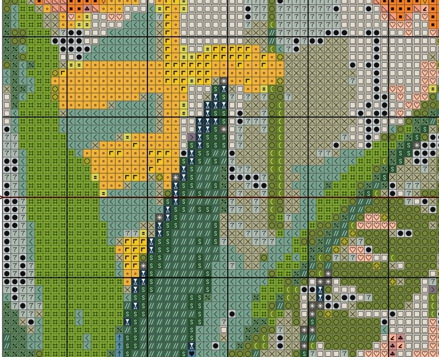 Bunch of Abstract Flowers Cross Stitch Sewing Embroidery Pattern ...