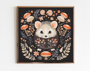 Possum Cross Stitch Pattern Sewing Modern Embroidery Instant Download Dark X-Stitch Cottagecore Witchy Woodland Witchcraft Gothic Folklore