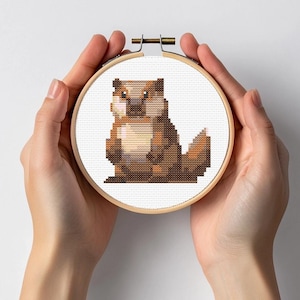 Mini Beaver Cross Stitch Sewing Embroidery Pattern Instant DMC Download Cute Wombats Animal Watercolour Australia