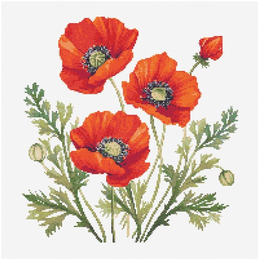 POPPYFLOWER CROSS-STITCH PRINTSWEATSHIRT Flower cross-stitch print