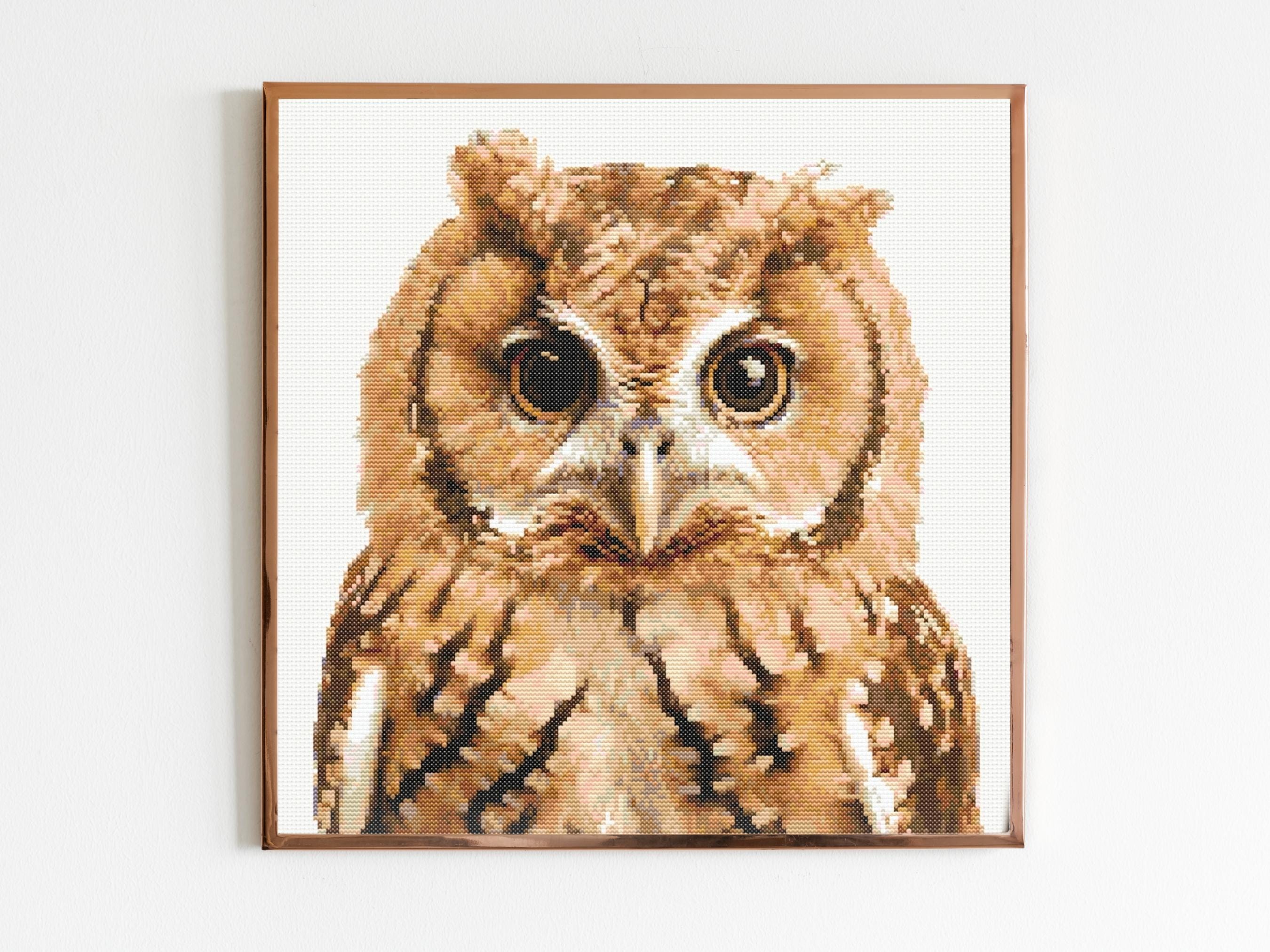 Tawny Owl Cross Stitch Sewing Embroidery Pattern Instant DMC Download Bird Farmyard Woodland Nursery