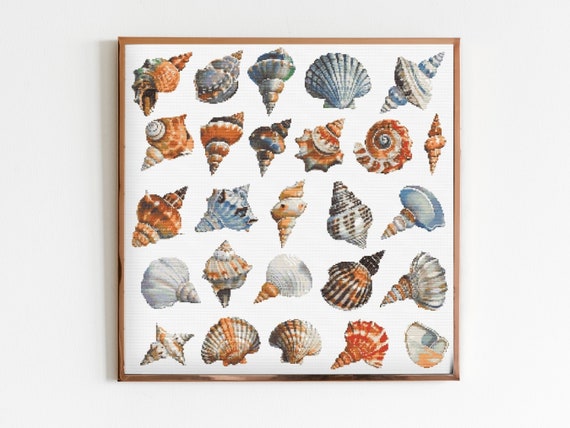 Eiialerm timbrato punto croce Kits città di mare fai da te Pre-Stampato ricamo Starter Kit per i Principianti-40x50cm(Tela prestampata 11CT