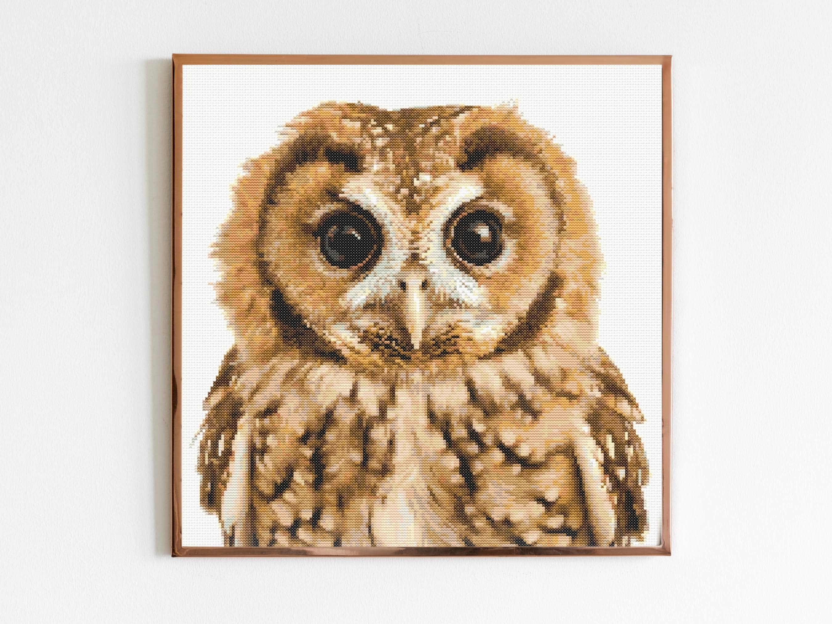 Tawny Owl Cross Stitch Sewing Embroidery Pattern Instant DMC Download Bird Farmyard Woodland Nursery
