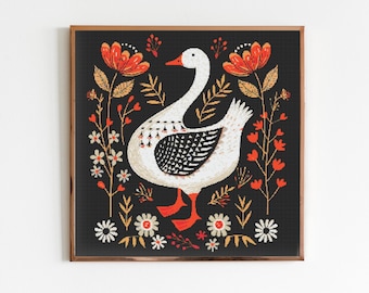 Folklore Goose Cross Stitch Pattern Sewing Modern Embroidery Dark Cottagecore X-Stitch Witchy Woodland Witchcraft Gothic Folklore