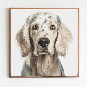 English Setter Dog Cross Stitch Pattern Sewing Embroidery DMC Wildlife Africa Australia Nursery Artwork Scandi Doggo Minimal Dog Pet Gift
