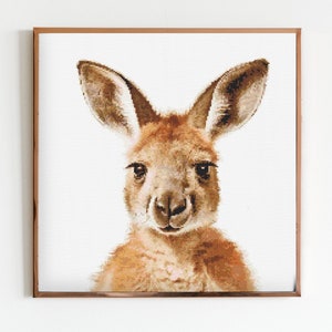 Kangaroo Cross Stitch Sewing Embroidery Pattern Wildlife Wildlife Gift Cute Nursery Art Wallaby Scandi Minimalist Animal Wild Australia