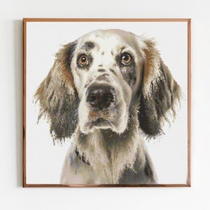 English Setter Dog Cross Stitch Pattern Sewing Embroidery DMC Wildlife Africa Australia Nursery Artwork Scandi Doggo Minimal Dog Pet Gift