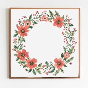 Bonito ponto cruz botânico floral guirlanda costura moderno bordado padrão buquê de flores iniciante ideia presente de casamento